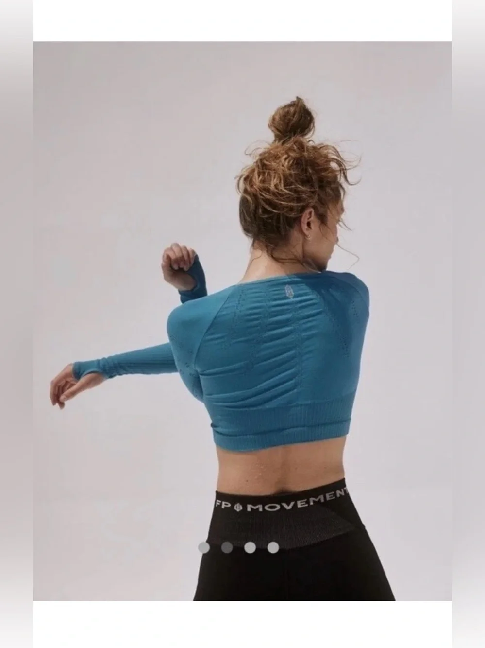 Free People FP Movement Good Karma Crop Top Long Sleeve Blue Layering, M/L, A308